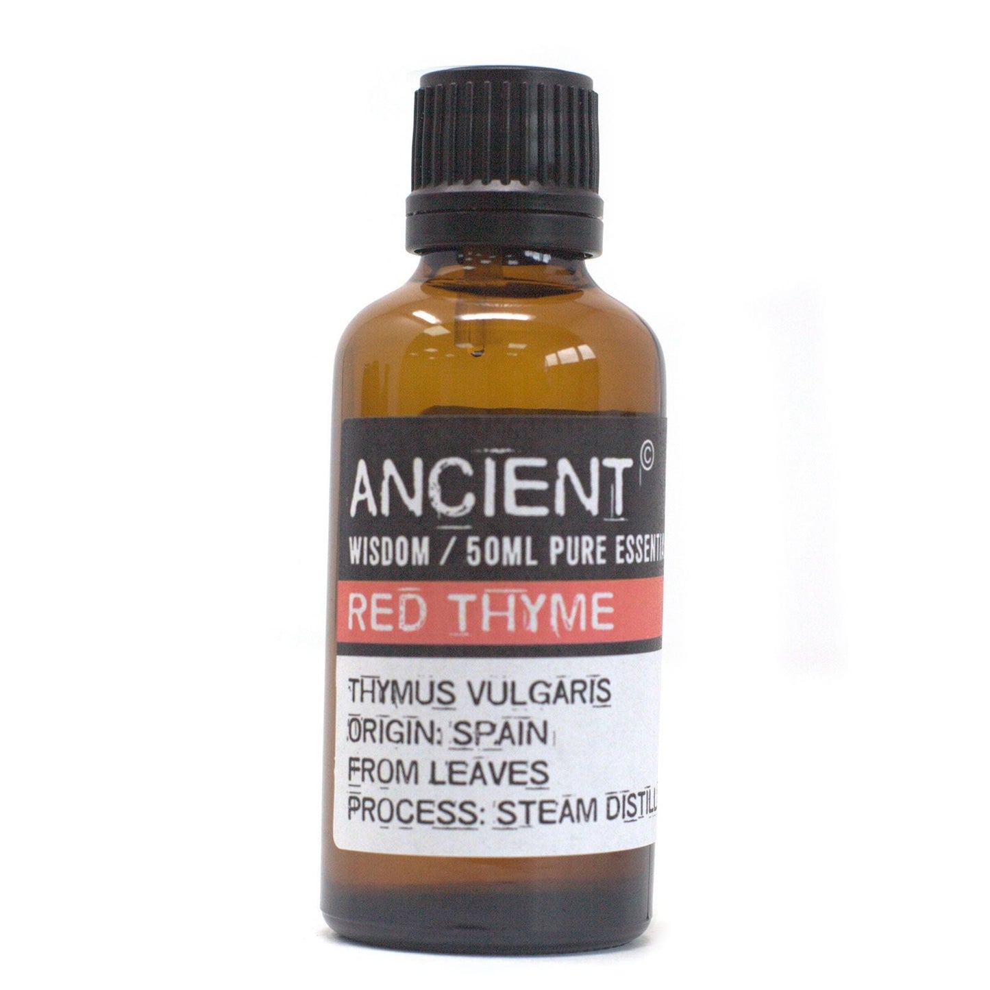 Polished Red Thyme Essential Oil 50ml featuring natural patterning and unique variations - Positive Faith Hope Love