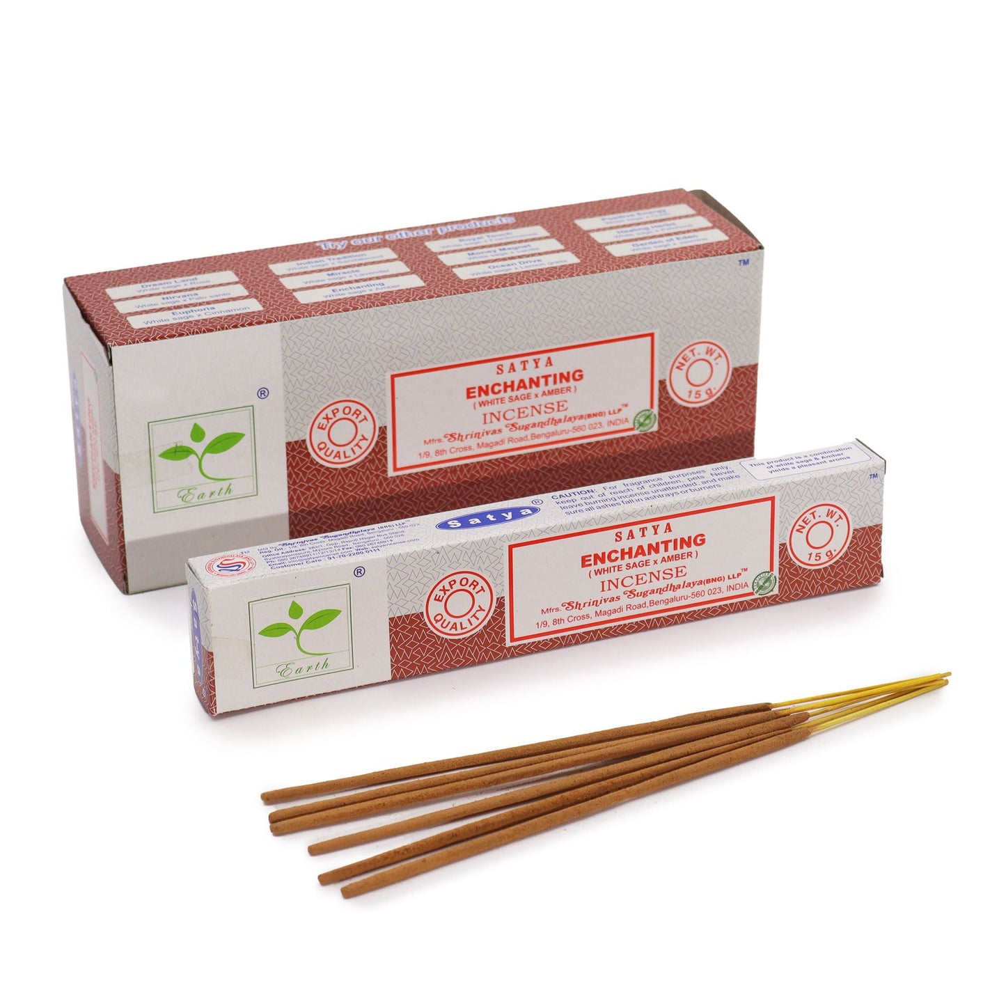 Polished Satya Incense 15gm - Enchanting (White Sage & Amber) featuring natural patterning and unique variations - Positive Faith Hope Love