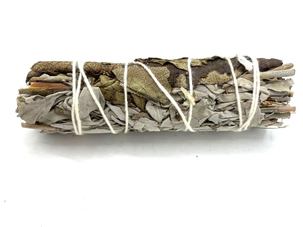 Polished Smudge Stick - White Sage & Black Sage 10cm featuring natural patterning and unique variations - Positive Faith Hope Love