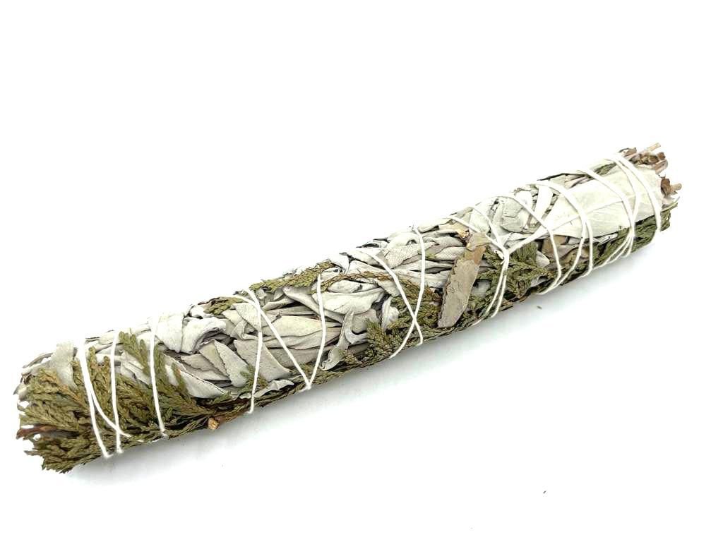 Polished Smudge Stick - White Sage & Cedar 22 cm featuring natural patterning and unique variations - Positive Faith Hope Love