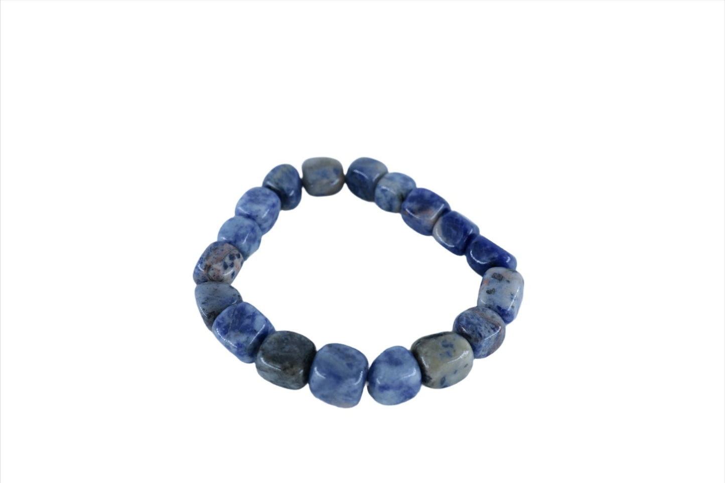 Polished Sodalite Tumblestone Bracelet featuring navy-blue tone with white veining - Positive Faith Hope Love