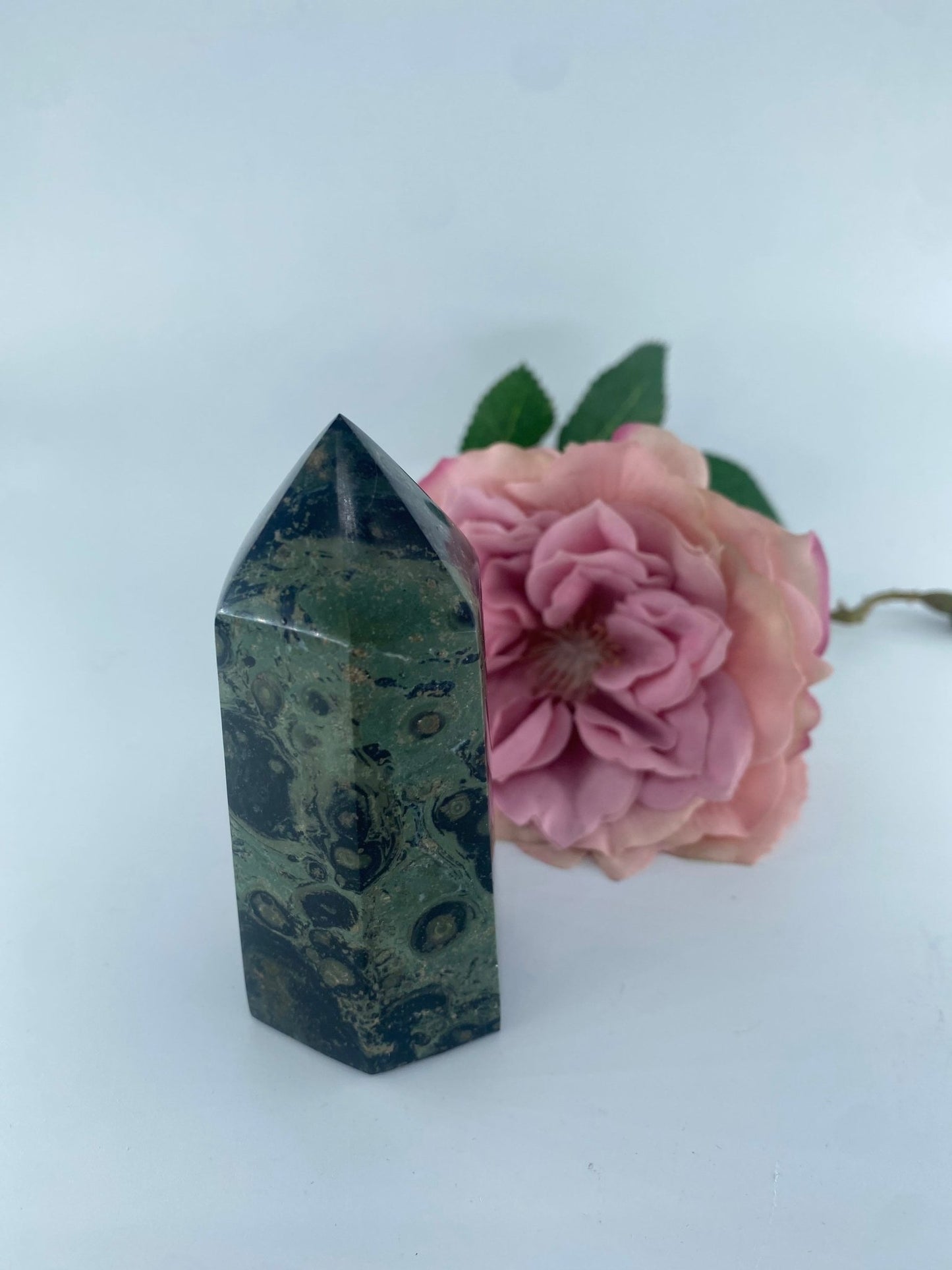 Polished Stromatolite ''Kambamba'' Jasper Tower 237grams featuring earthy patterns and matte-gloss finish - Positive Faith Hope Love