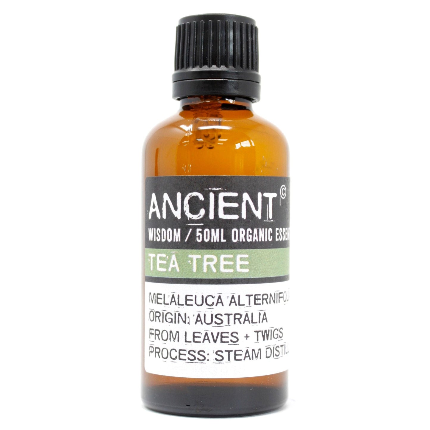 Polished Tea Tree Organic Essential Oil 50ml featuring natural patterning and unique variations - Positive Faith Hope Love
