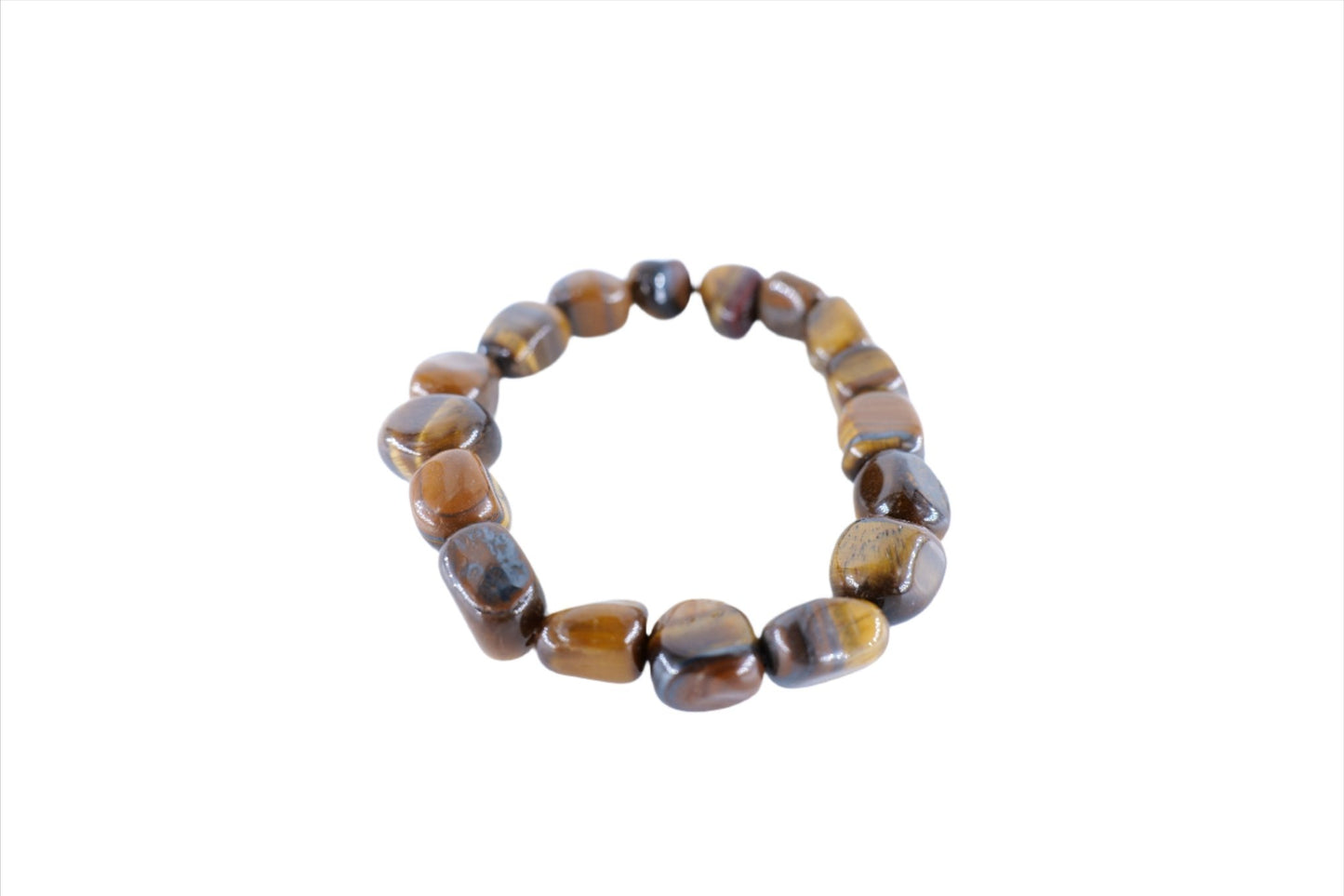 Polished Tiger Eye Tumblestone Bracelet featuring natural patterning and unique variations - Positive Faith Hope Love