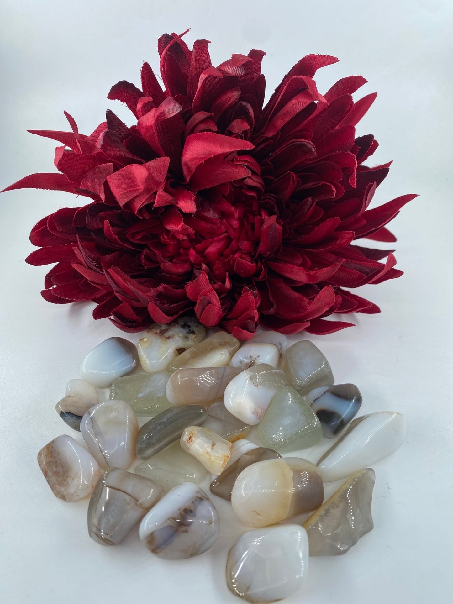 Polished White Opal - Tumble Stone featuring play-of-colour and luminous sheen - Positive Faith Hope Love