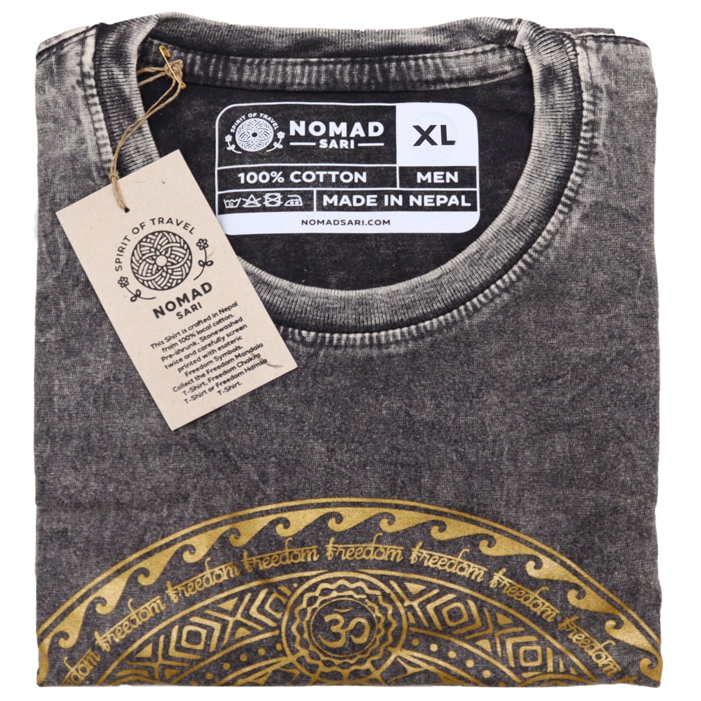 Polished XLarge Stone Washed T-Shirt - Chakra - Dark Grey featuring natural patterning and unique variations - Positive Faith Hope Love