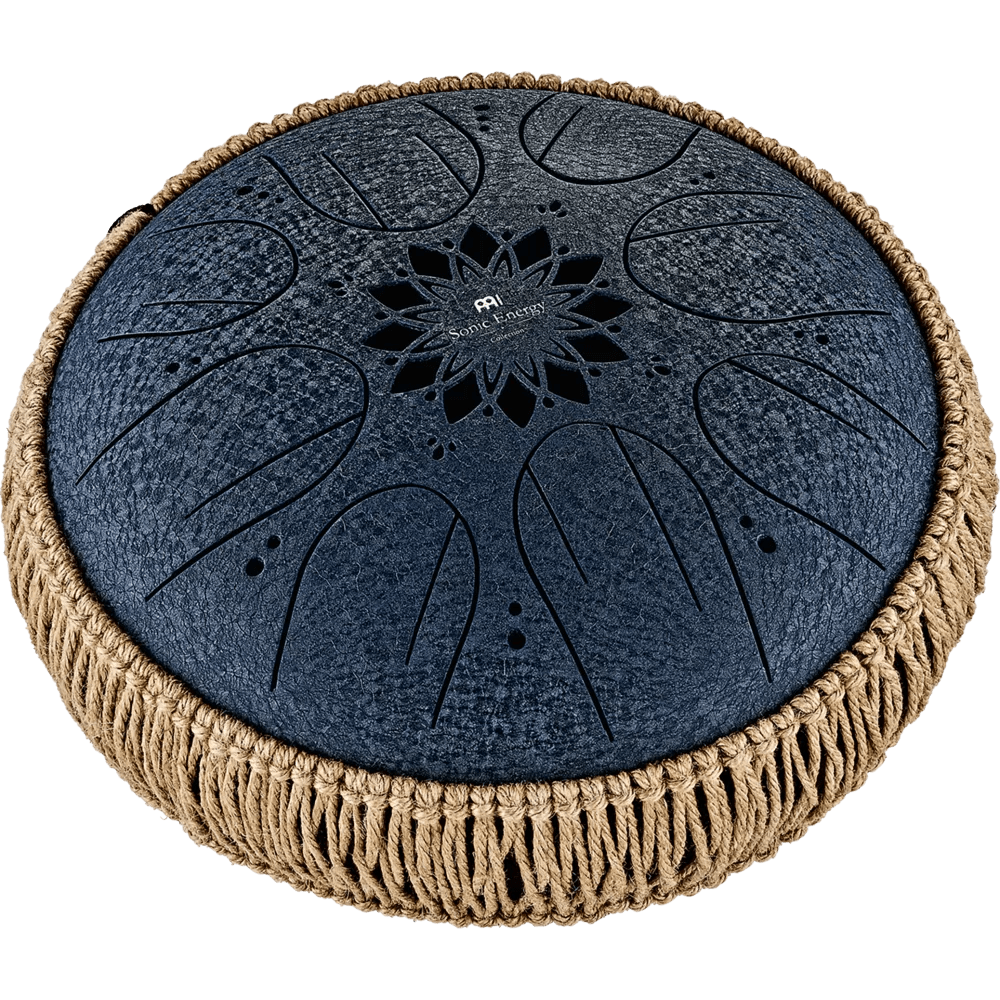 10" Medium Octave Steel Tongue Drum, C Minor, 8 Notes, 432 Hz, Navy Blue - MOSTD2NB - Positive Faith Hope Love