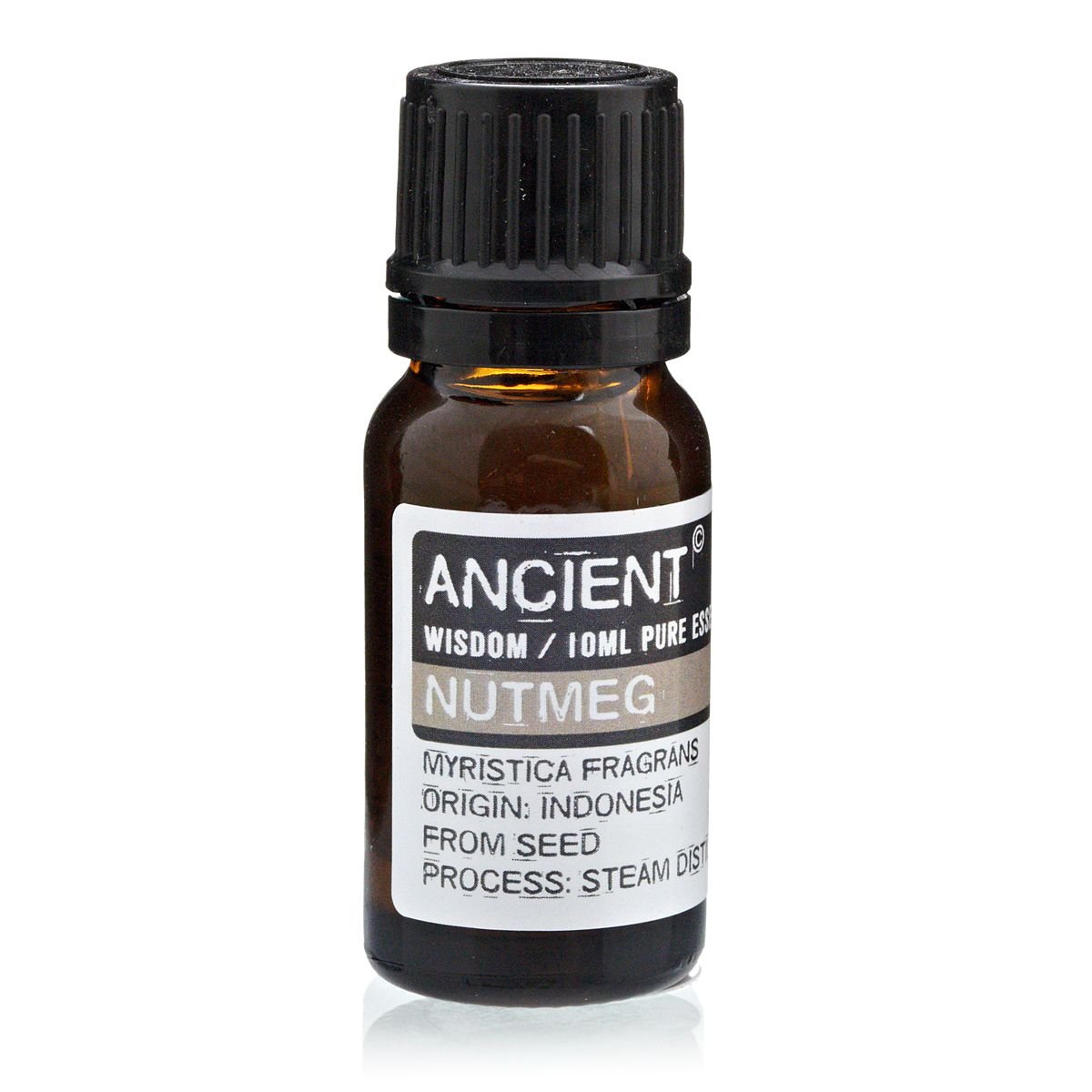 Polished 10 ml Nutmeg Essential Oil featuring natural patterning and unique variations - Positive Faith Hope Love