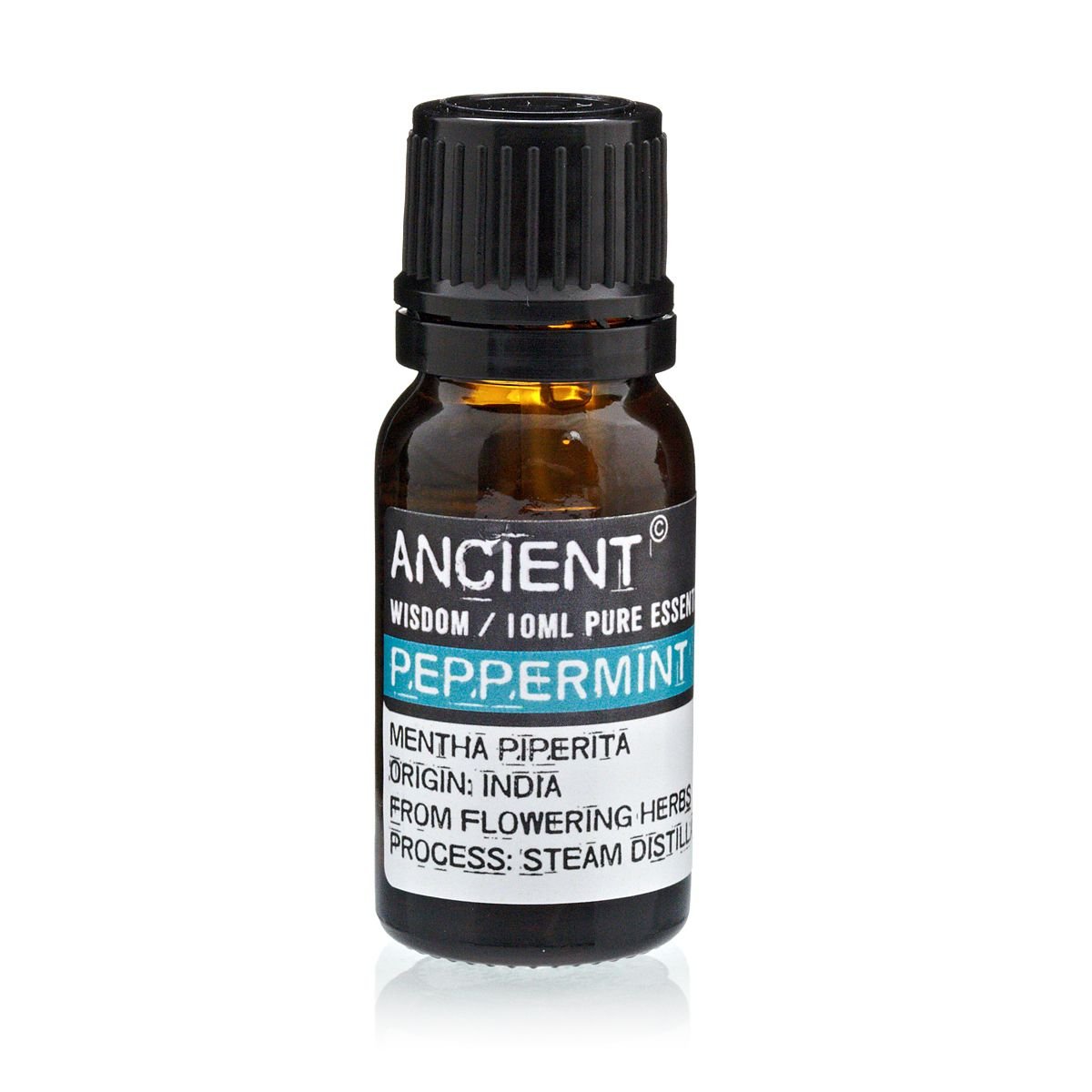 Polished 10 ml Peppermint Essential Oil featuring natural patterning and unique variations - Positive Faith Hope Love