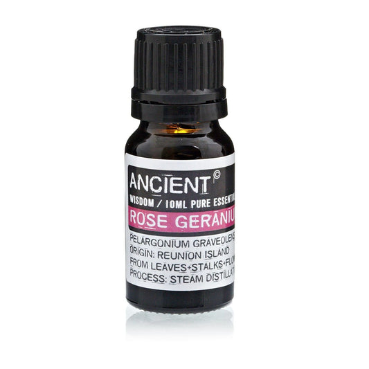 Polished 10 ml Rose Geranium Essential Oil featuring natural patterning and unique variations - Positive Faith Hope Love