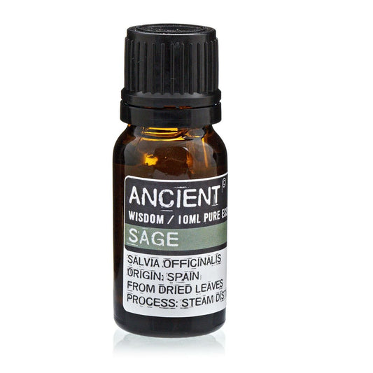 Polished 10 ml Sage Essential Oil featuring natural patterning and unique variations - Positive Faith Hope Love