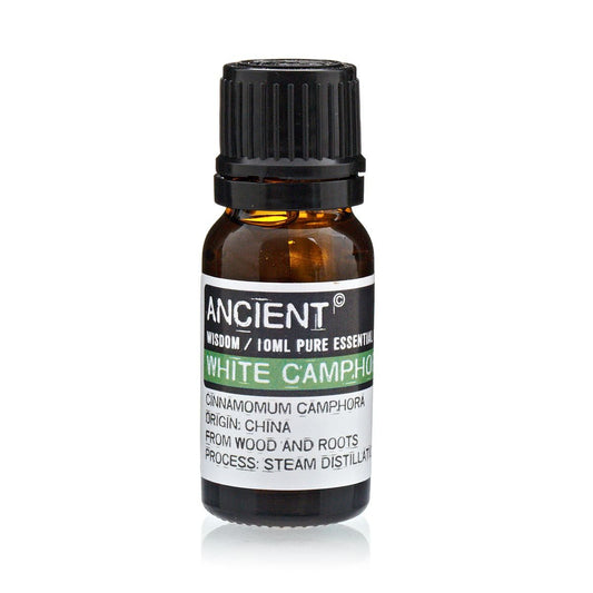 Polished 10 ml White Camphor Essential Oil featuring natural patterning and unique variations - Positive Faith Hope Love