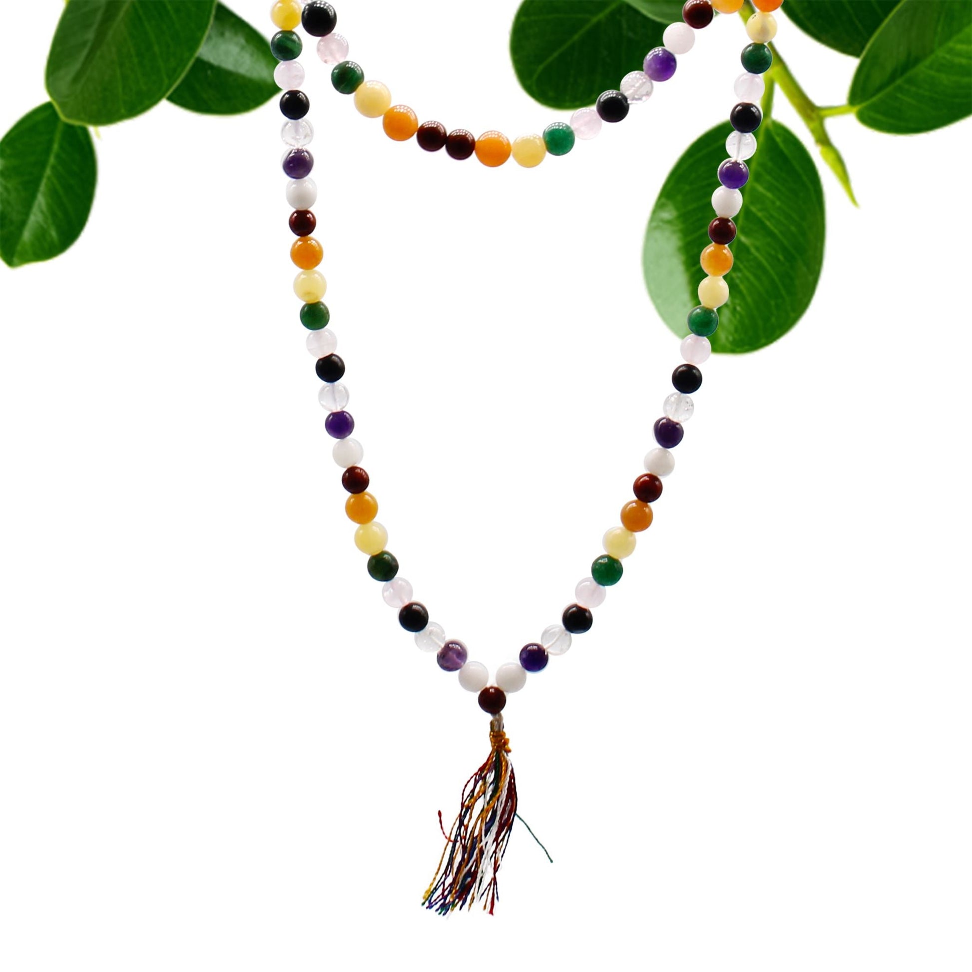 Polished 108 Bead Mala 9 Planet Astro featuring natural patterning and unique variations - Positive Faith Hope Love
