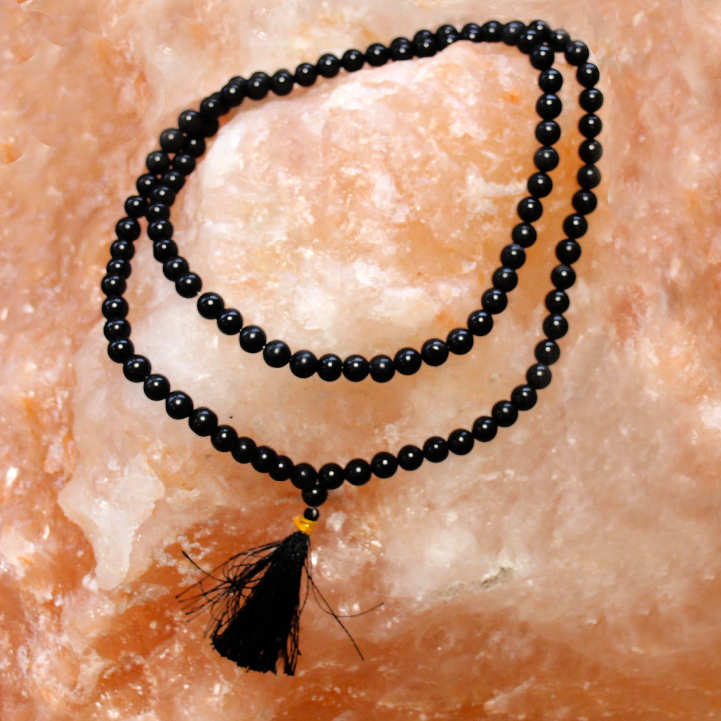 108 Bead Mala - Black Agate - Positive Faith Hope Love