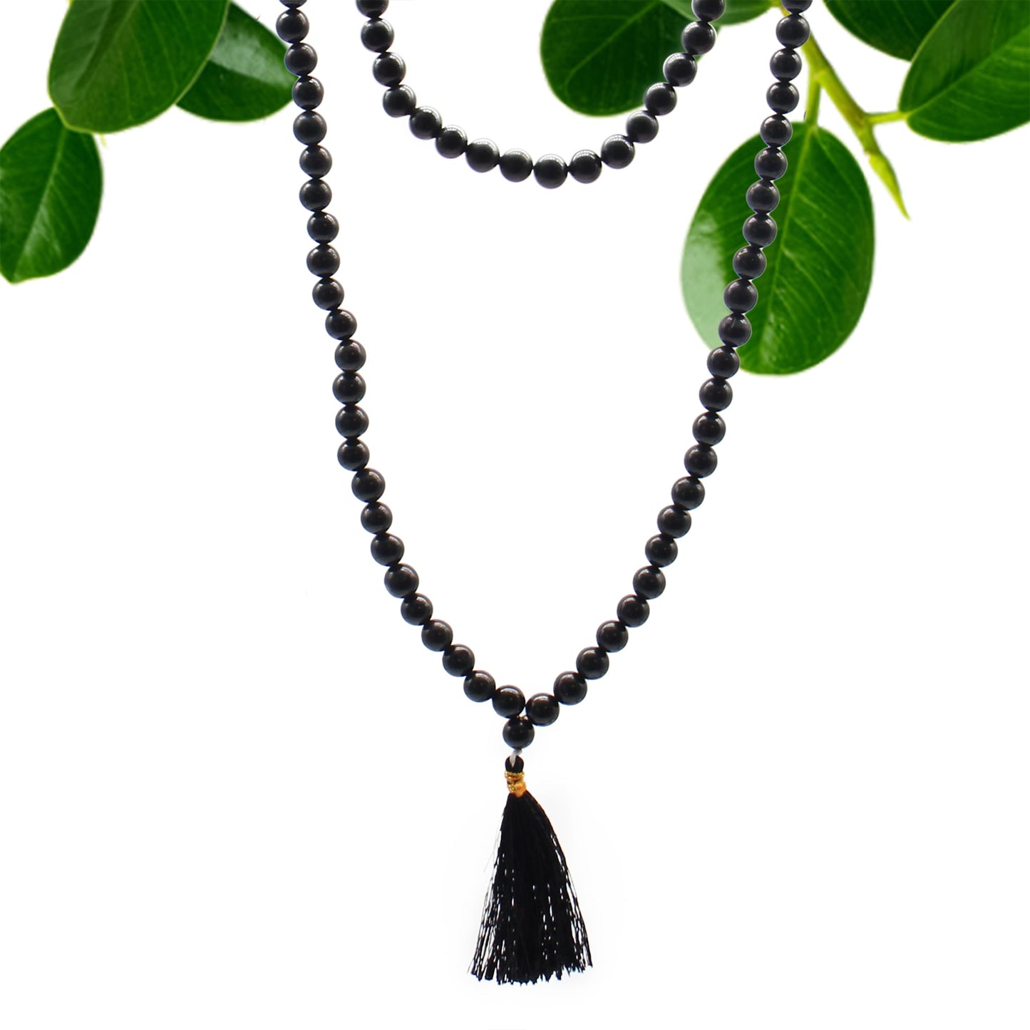 108 Bead Mala - Black Agate - Positive Faith Hope Love