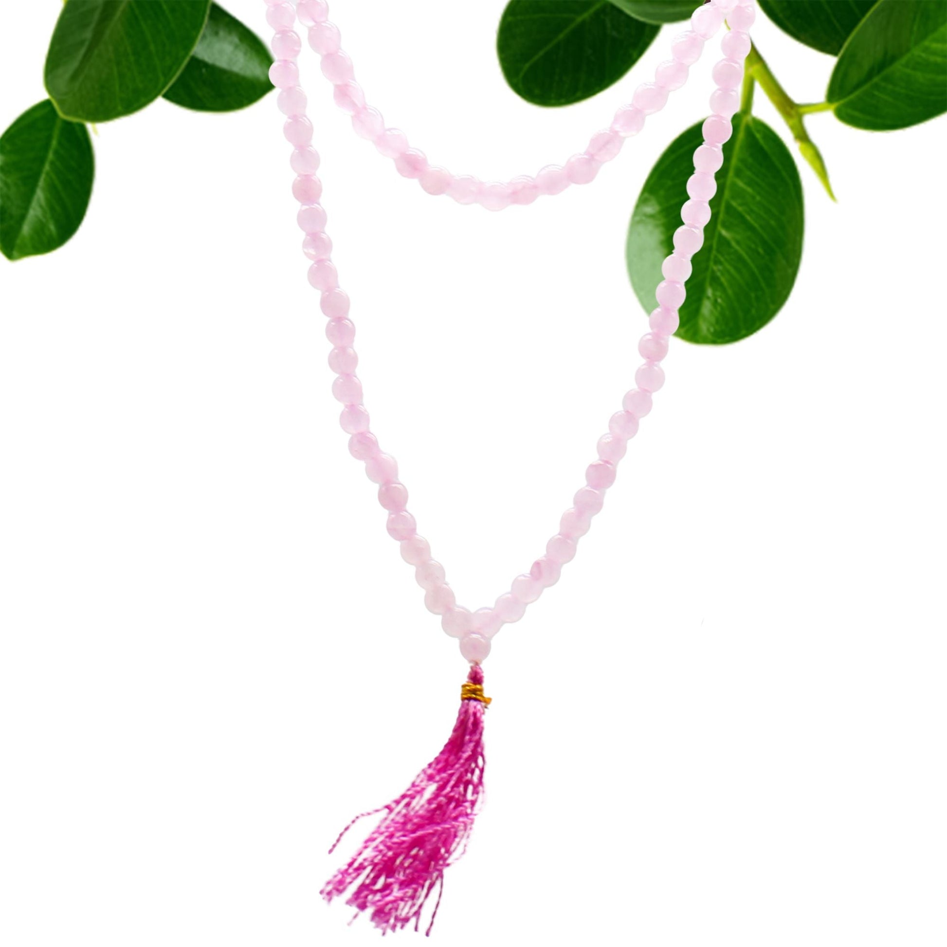 Polished 108 Bead Mala Rose Quartz featuring soft pink tone and gentle translucence - Positive Faith Hope Love