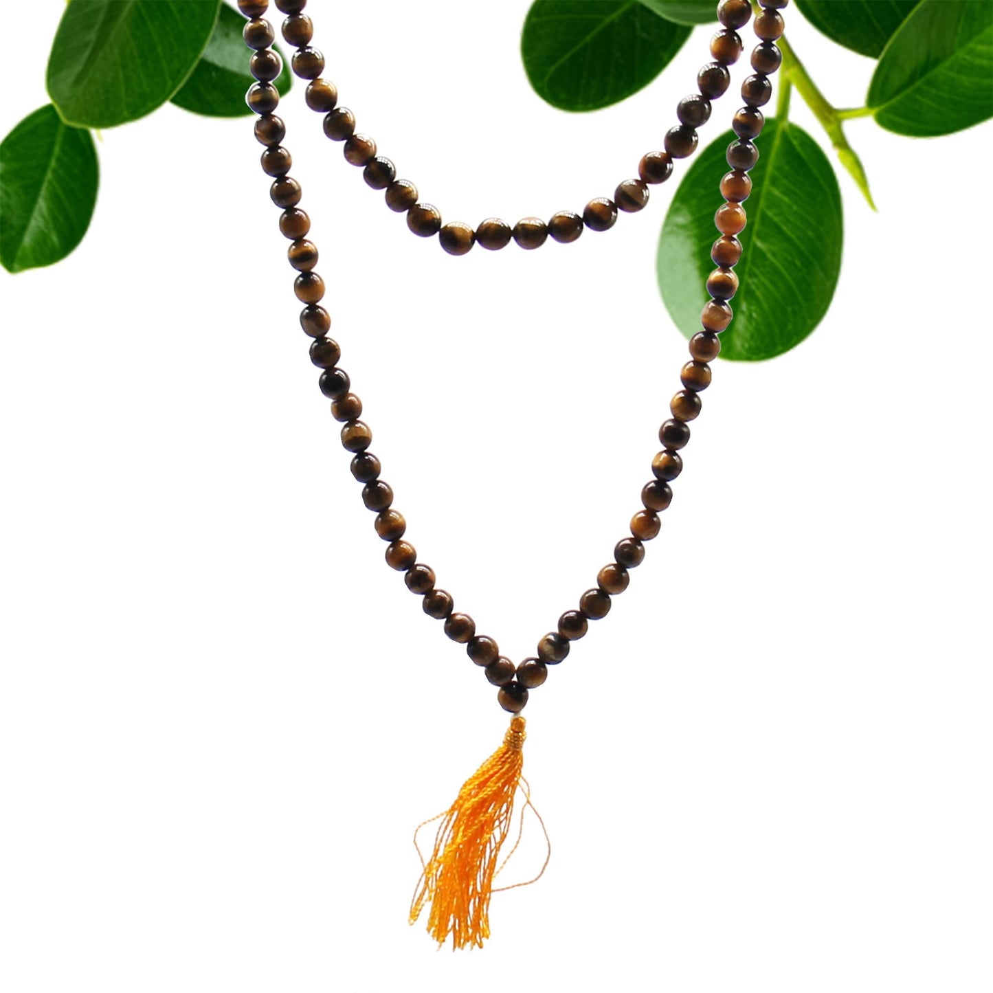 Polished 108 Bead Mala Tiger Eye featuring natural patterning and unique variations - Positive Faith Hope Love