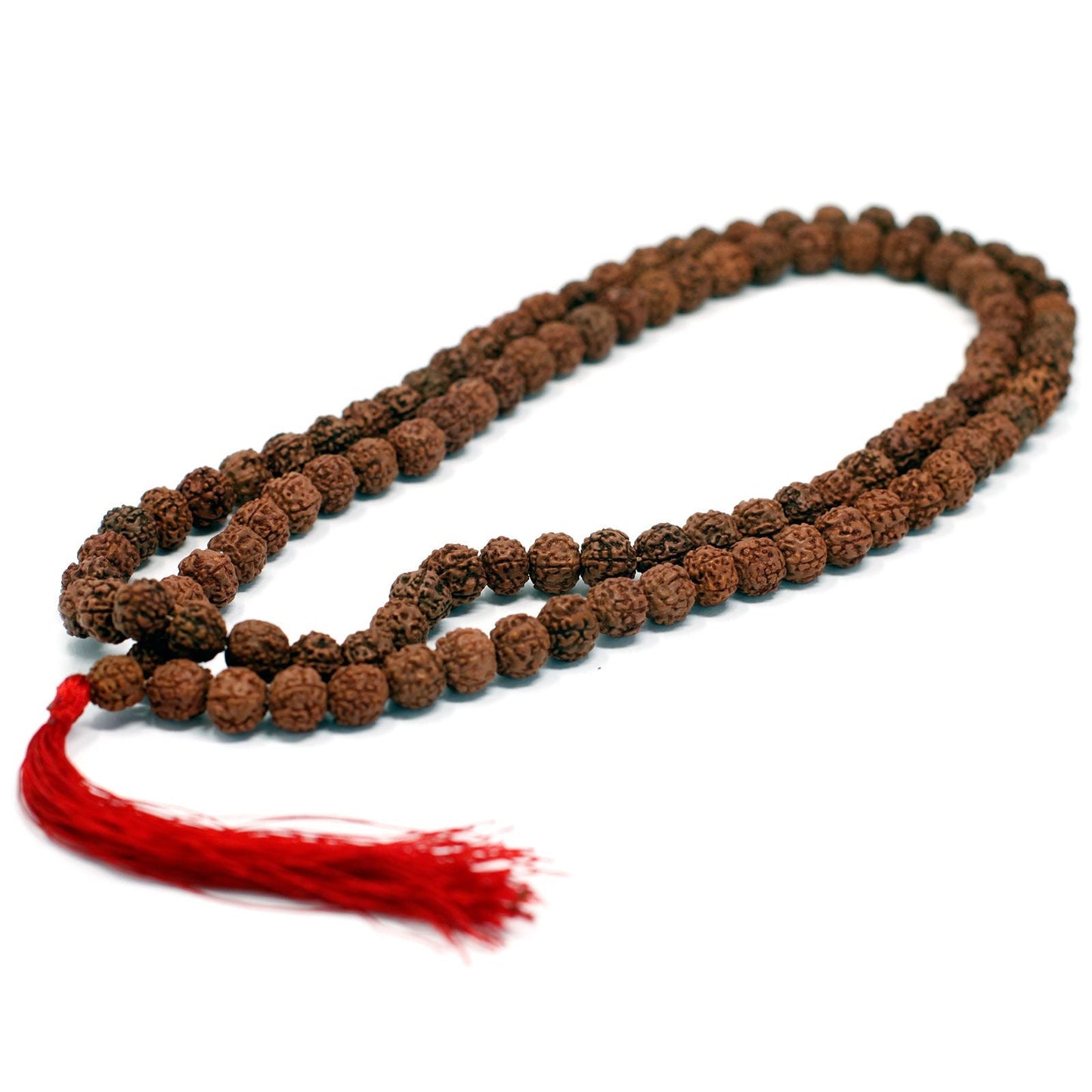 Polished 108 Rudraksha Mala - Brown featuring natural patterning and unique variations - Positive Faith Hope Love