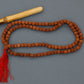 Polished 108 Rudraksha Mala Brown featuring natural patterning and unique variations - Positive Faith Hope Love