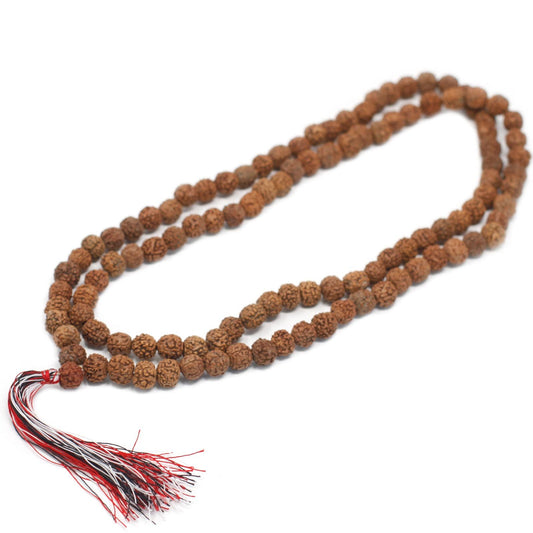 Polished 108 Rudraksha Mala - Natural featuring natural patterning and unique variations - Positive Faith Hope Love