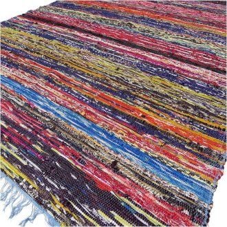 Polished 153 X 90Cm Luxury Rag Rug Blue featuring natural patterning and unique variations - Positive Faith Hope Love