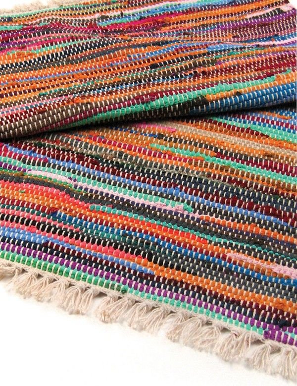 Polished 155 x 90cm Luxury Rag Rug - Natural featuring natural patterning and unique variations - Positive Faith Hope Love