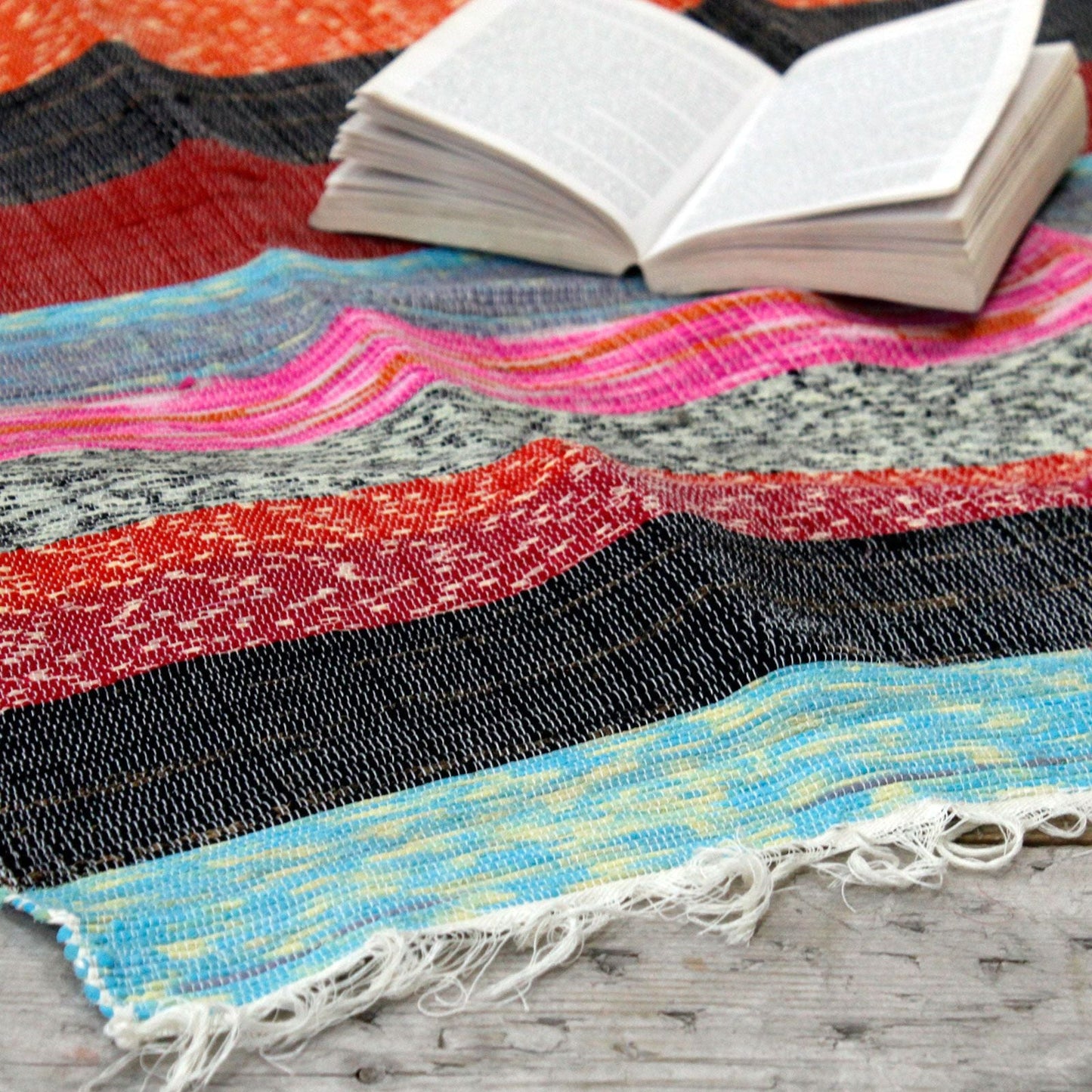 Polished 156 X 90Cm Ultra Luxury Rag Rug Natural featuring natural patterning and unique variations - Positive Faith Hope Love