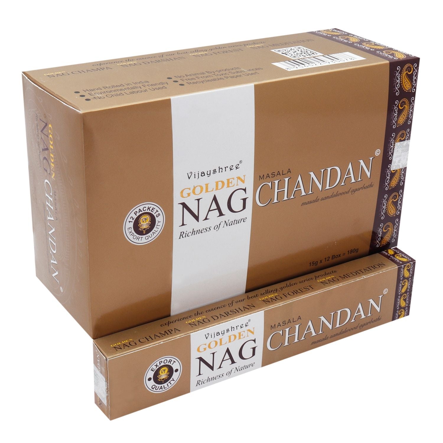 Polished 15G Golden Nag Chandan Incense featuring natural patterning and unique variations - Positive Faith Hope Love