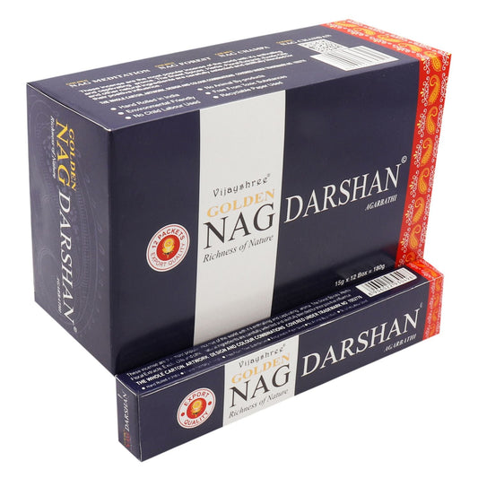 Polished 15G Golden Nag Darshan Incense featuring natural patterning and unique variations - Positive Faith Hope Love