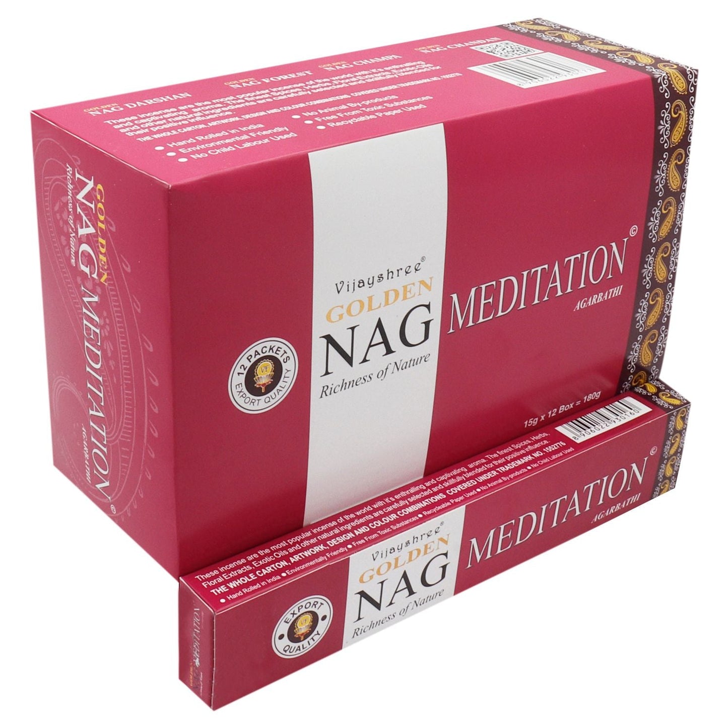 Polished 15G Golden Nag Meditation Incense featuring natural patterning and unique variations - Positive Faith Hope Love