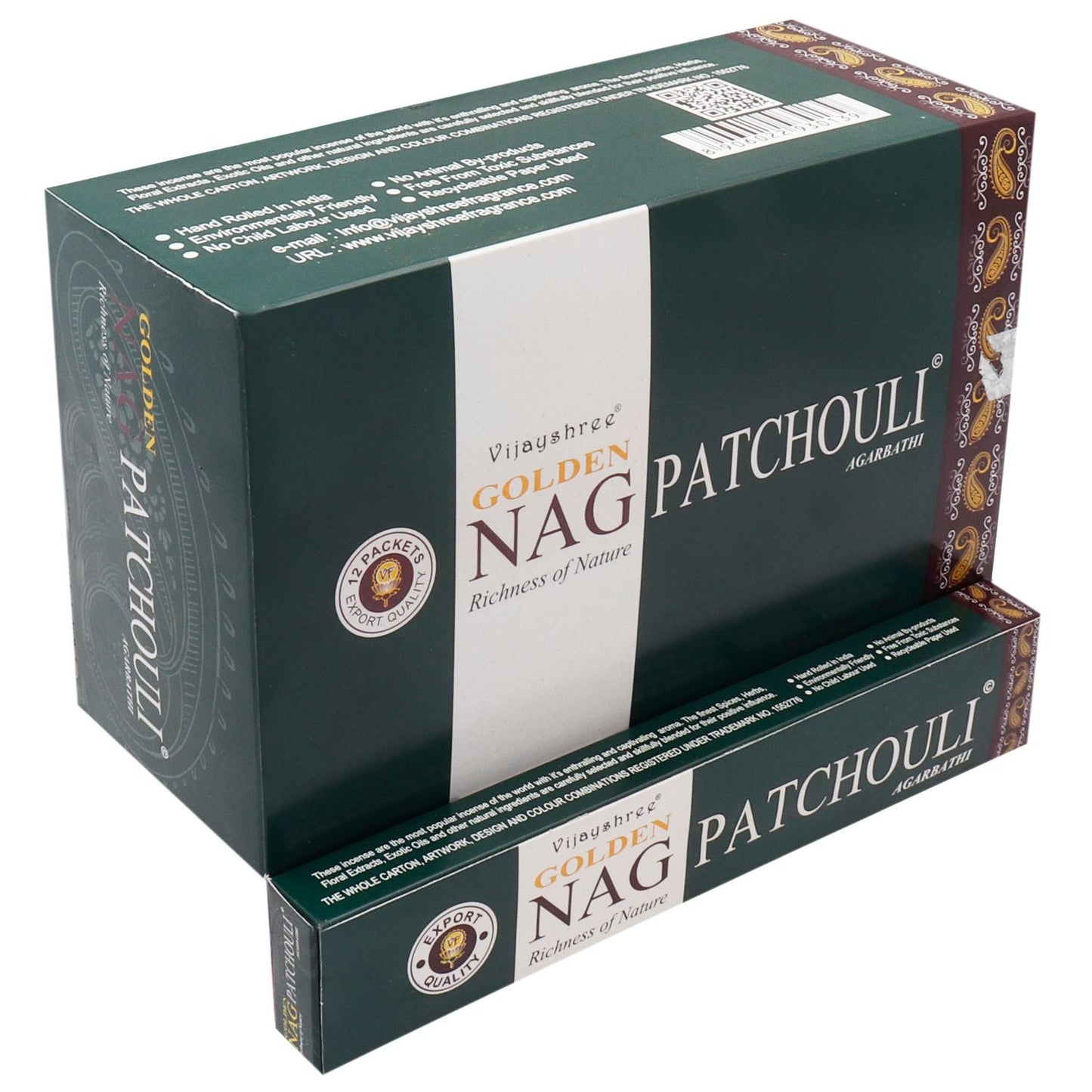 Polished 15G Golden Nag Patchouli Incense featuring natural patterning and unique variations - Positive Faith Hope Love