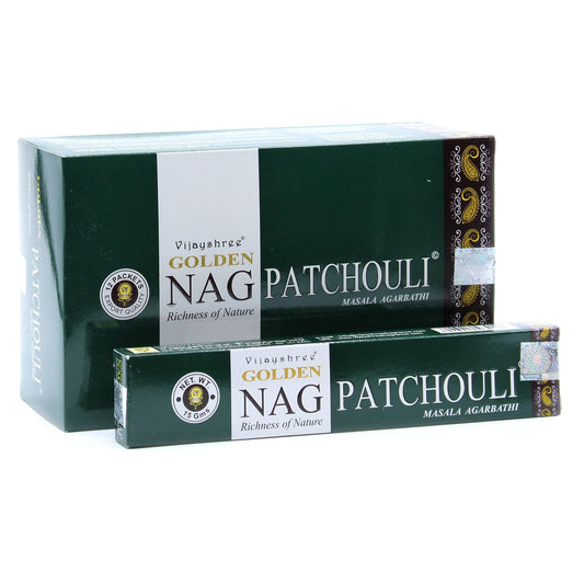 Polished 15g Golden Nag - Patchouli Incense featuring natural patterning and unique variations - Positive Faith Hope Love