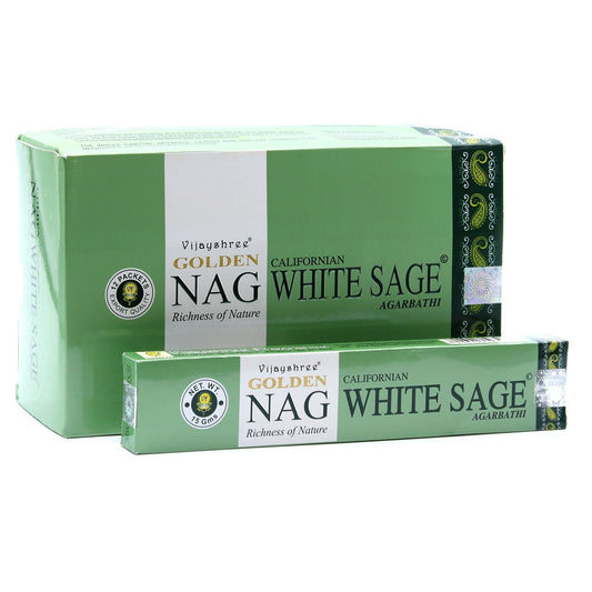 Polished 15g Golden Nag - White Sage Incense featuring natural patterning and unique variations - Positive Faith Hope Love