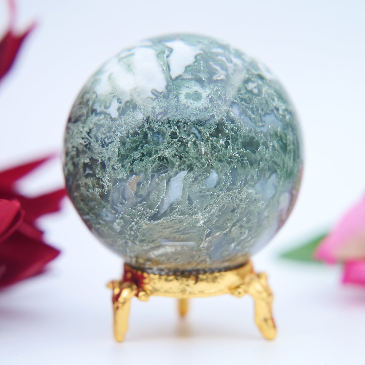 Moss Agate Sphere – 56 mm / 234 g