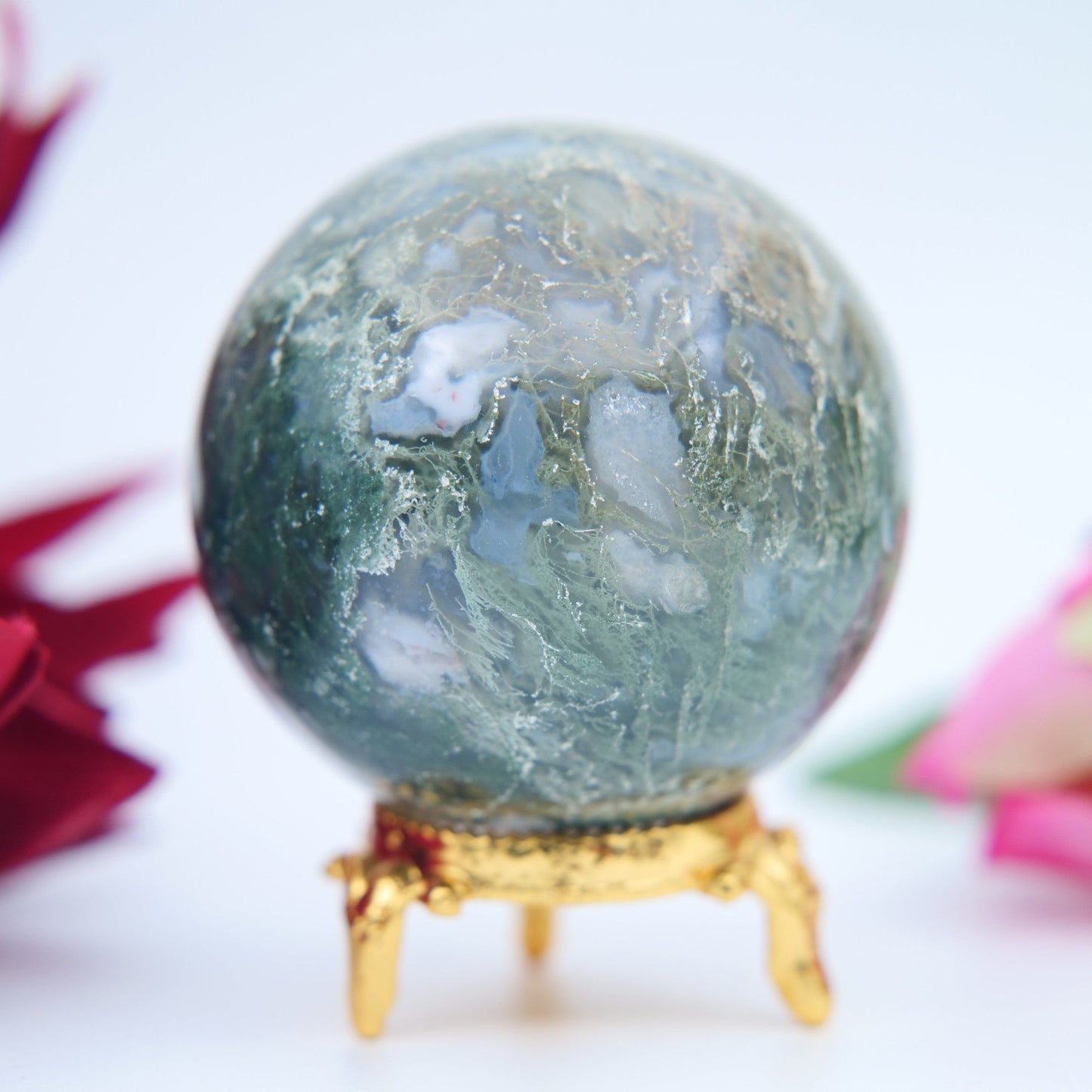 Moss Agate Sphere – 56 mm / 234 g