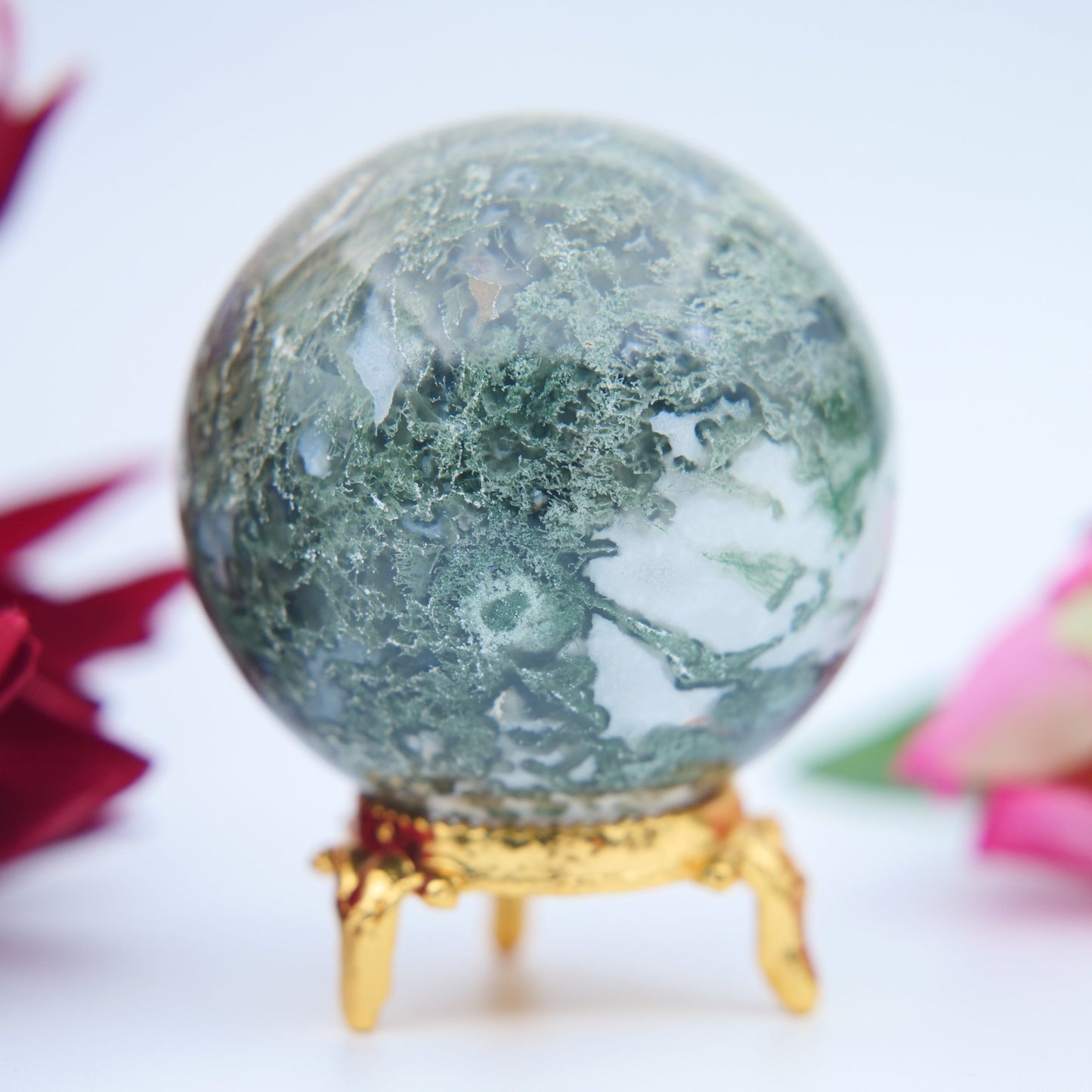 Moss Agate Sphere – 56 mm / 234 g