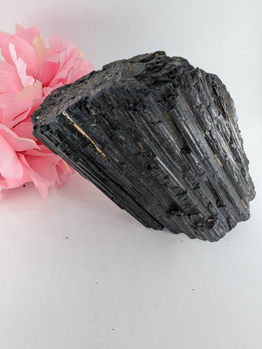 Polished Aaa Huge Black Tourmaline Crystal 1811G 130Mm X 90Mm X 90Mm featuring deep black tone with natural striations - Positive Faith Hope Love