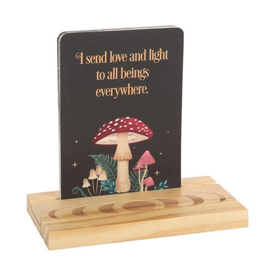 Polished Affirmation Cards With Wooden Stand featuring natural patterning and unique variations - Positive Faith Hope Love