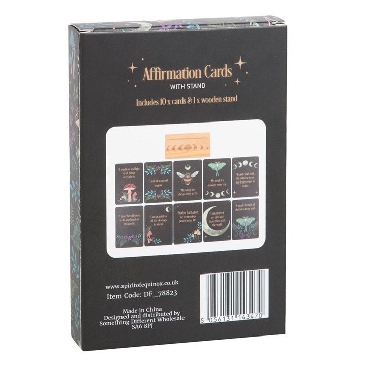 Polished Affirmation Cards With Wooden Stand featuring natural patterning and unique variations - Positive Faith Hope Love