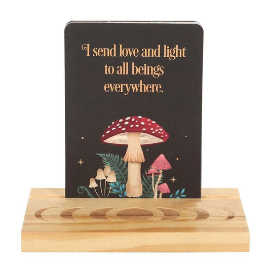 Polished Affirmation Cards with Wooden Stand featuring natural patterning and unique variations - Positive Faith Hope Love