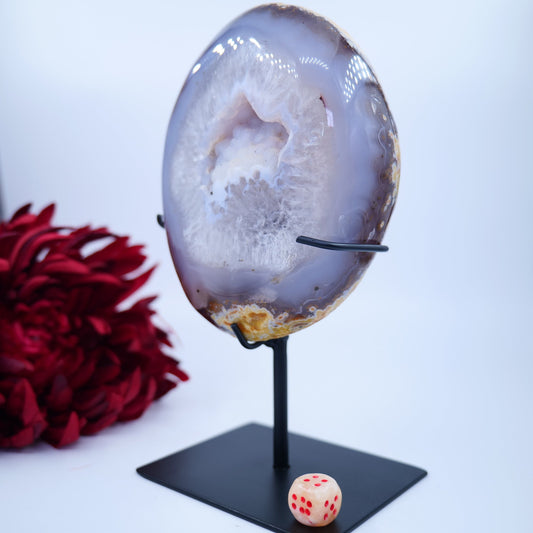 Agate Geode (Brazil) — 1238g, On Stand - Positive Faith Hope Love