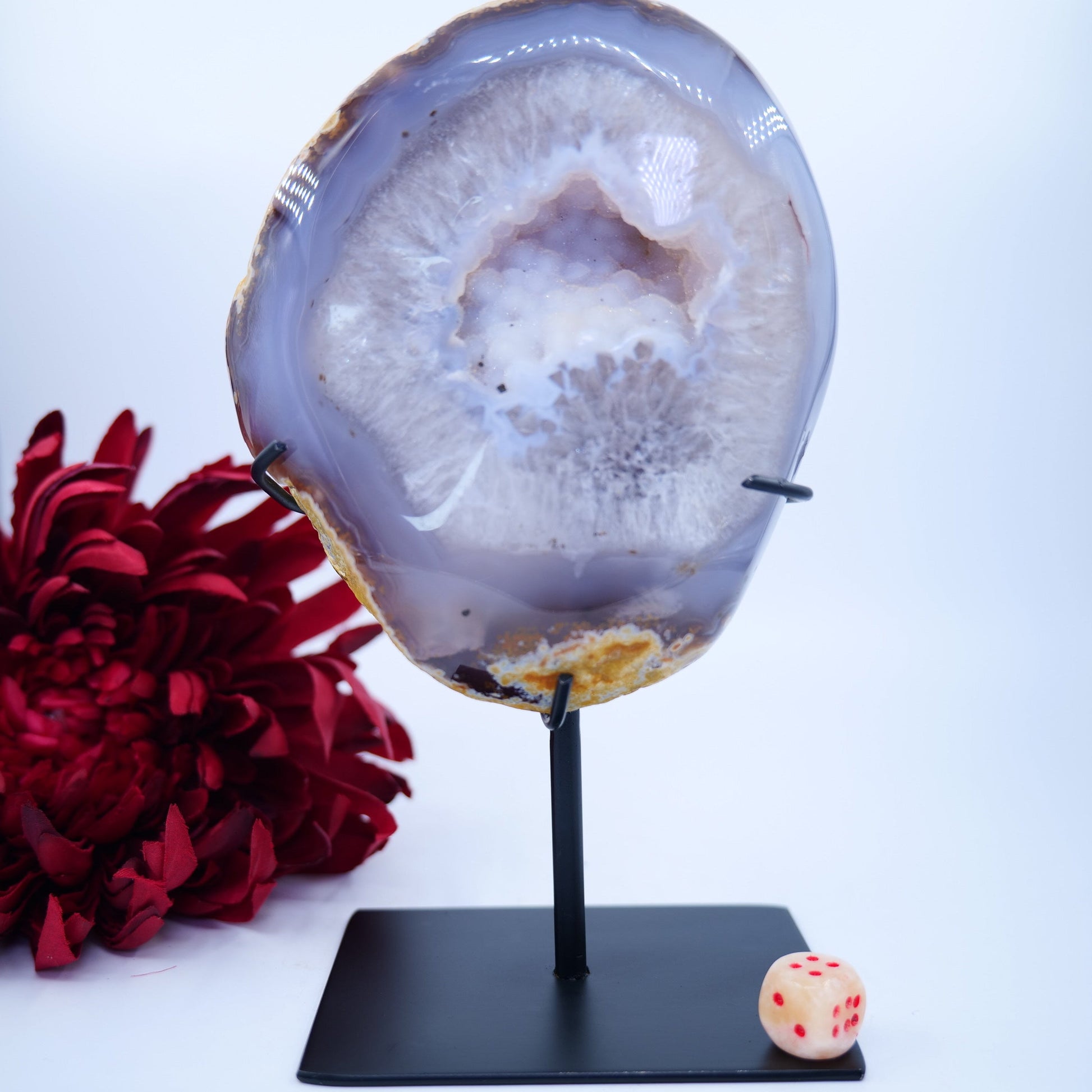 Agate Geode (Brazil) — 1238g, On Stand - Positive Faith Hope Love