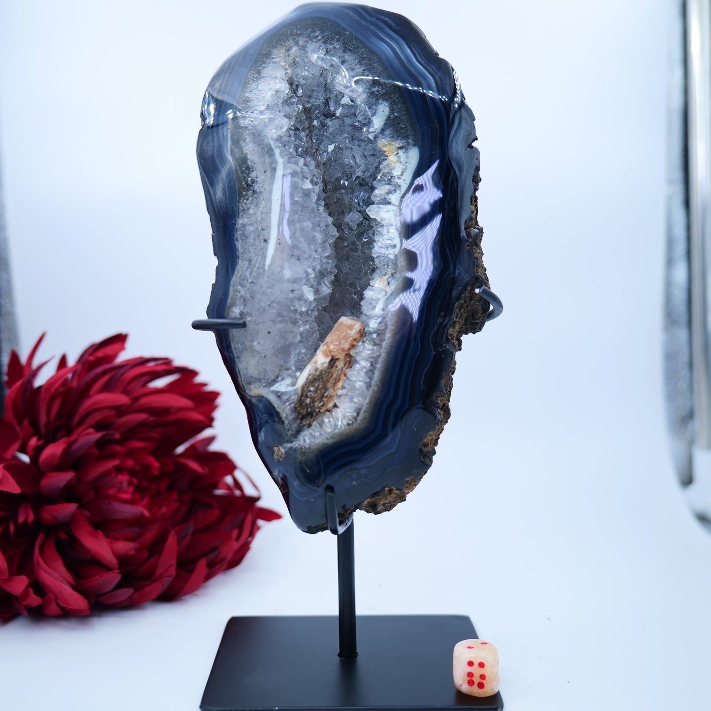 Agate Geode (Brazil) — 1458g, On Stand - Positive Faith Hope Love