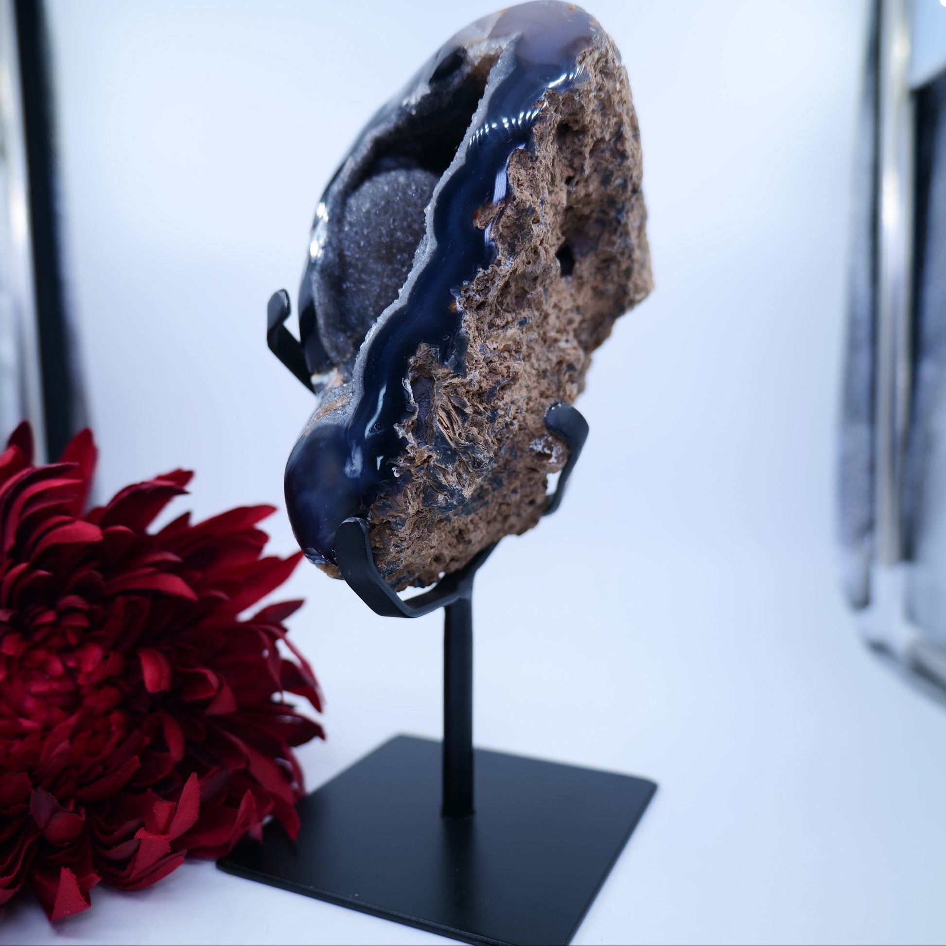 Agate Geode (Brazil) — 1887g, On Stand - Positive Faith Hope Love