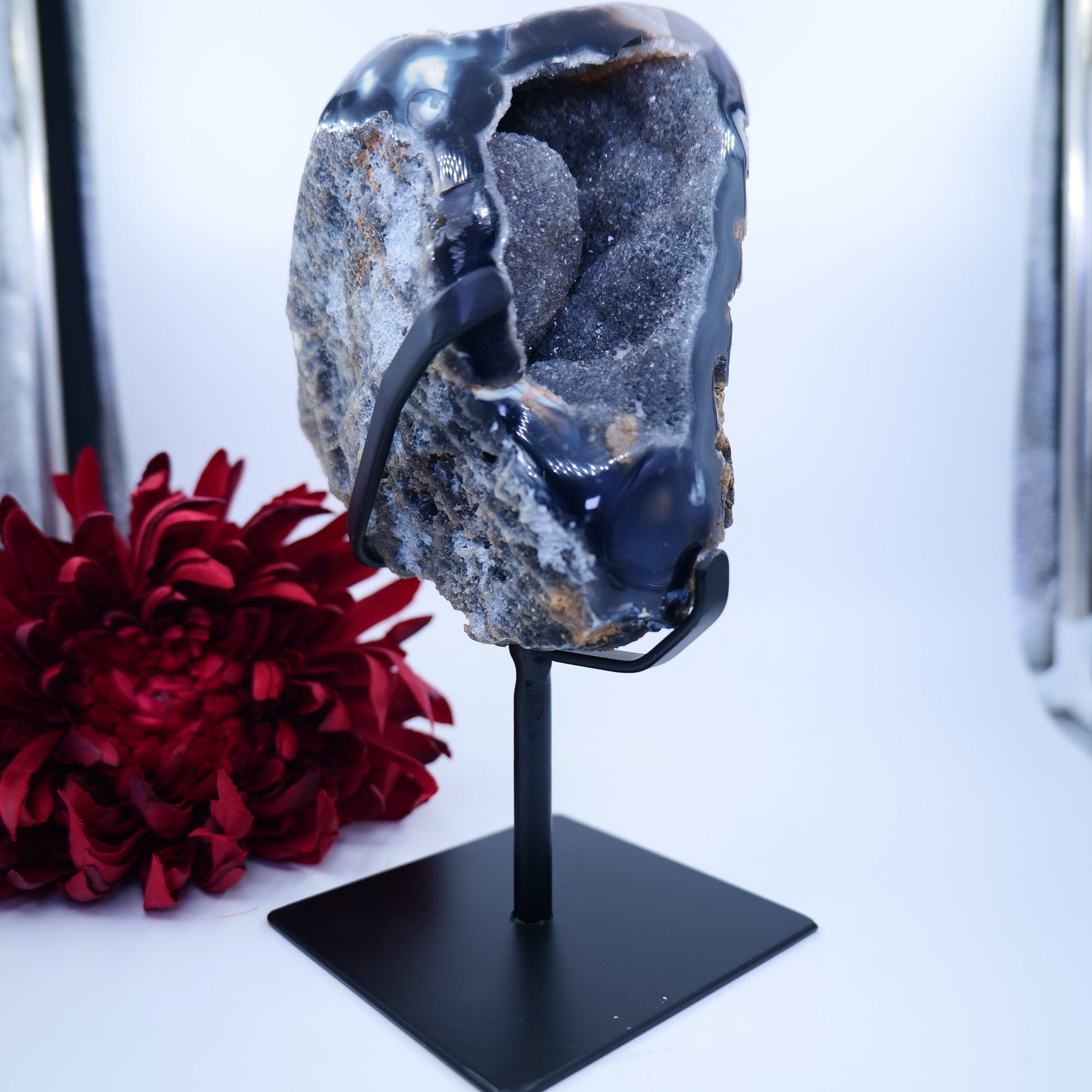 Agate Geode (Brazil) — 1887g, On Stand - Positive Faith Hope Love
