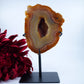 Agate Geode (Brazil) — 875g, On Stand - Positive Faith Hope Love
