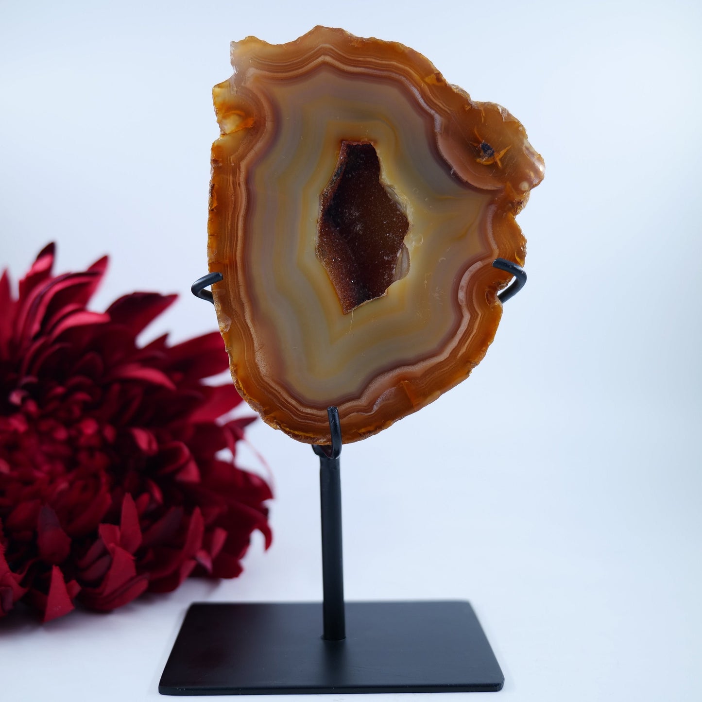 Agate Geode (Brazil) — 875g, On Stand - Positive Faith Hope Love