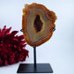 Agate Geode (Brazil) — 875g, On Stand - Positive Faith Hope Love
