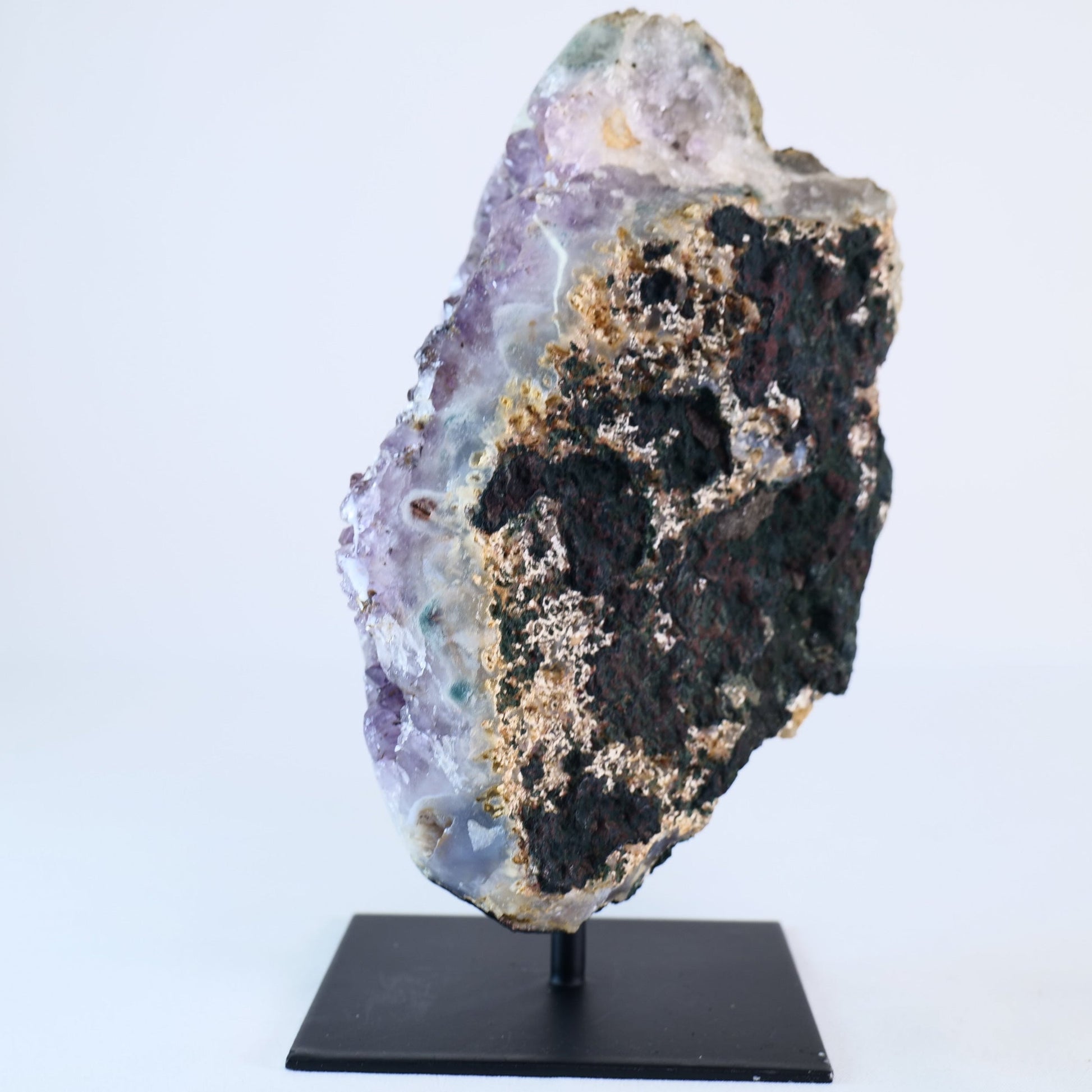 Agate Geode – Brazilian Amethyst on Stand - Positive Faith Hope Love