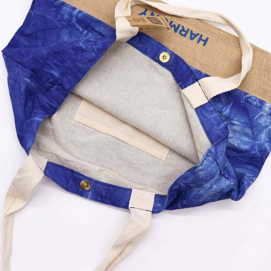 Polished All Natural Bag Blue Stonewash Mandala Harmony featuring natural patterning and unique variations - Positive Faith Hope Love